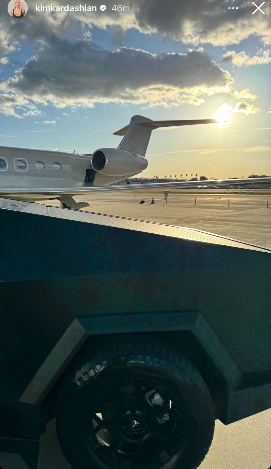 Kim Kardashian Shows Off Her Newly Purchased Cybertruck Next to Her  0 Million Private Jet