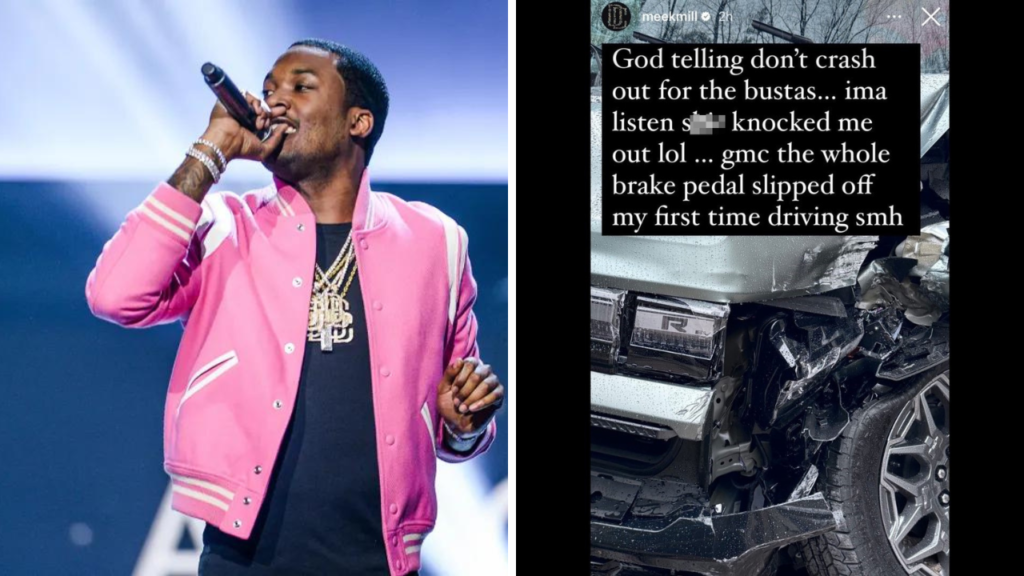 Meek Mill's First Spin in a Hummer EV Ends in a Crash