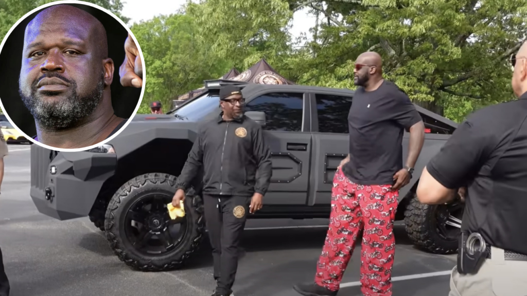 Shaquille O’Neal Arrives at Auto Exhibition with His Apocalypse Beastly Truck